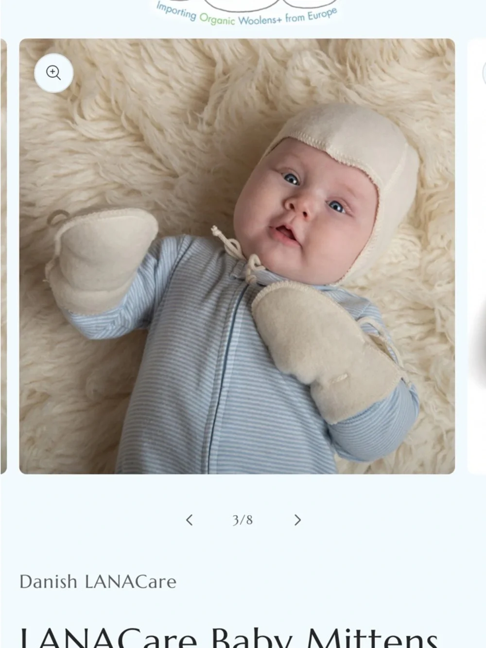Organic Cotton Cream Baby Mittens with Wrist Ties